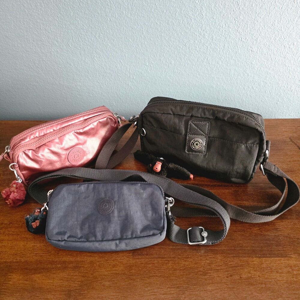 Kipling Crossbody Purse Lot of 3 w/Monkeys Emilia Olabas Chap Makeup Bag